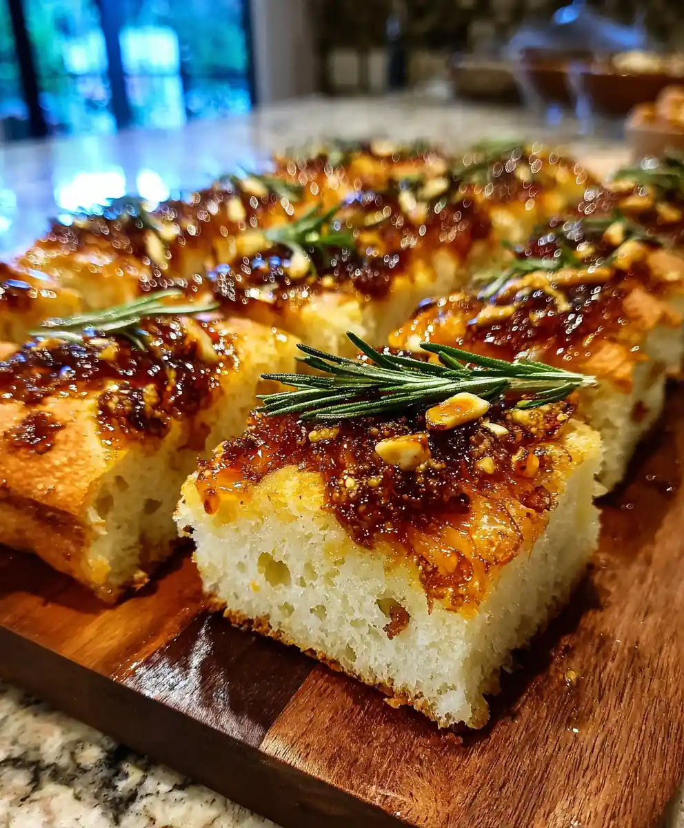Rosemary Infused Fig And Blue Cheese Focaccia With Honey Pomegranate Glaze 5 Rosemary Infused Fig And Blue Cheese Focaccia With Honey Pomegranate Glaze