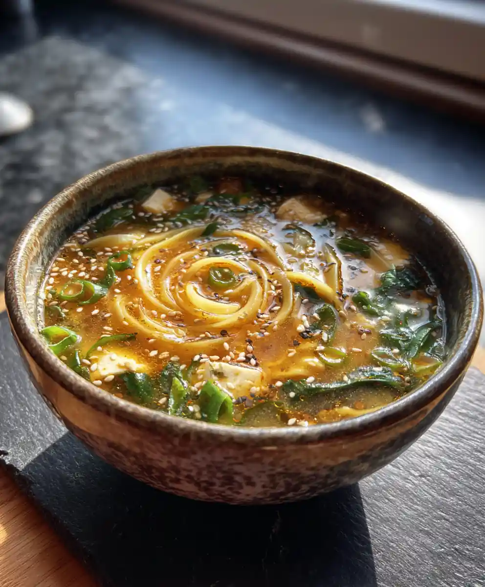 Sesame Ginger Egg Roll Soup With Green Onion Swirl 5 Sesame Ginger Egg Roll Soup With Green Onion Swirl