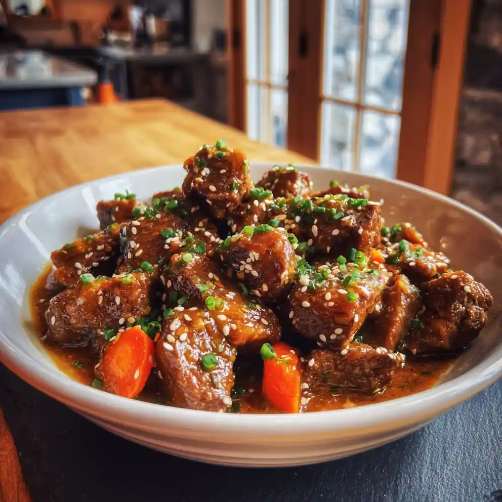 Slow Cooker Beef Tips With Miso Butter Glaze Gravy 4 Slow Cooker Beef Tips With Miso Butter Glaze Gravy
