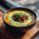 Smoky Chipotle Cheeseburger Soup With Avocado Crema 1772005276.5737257