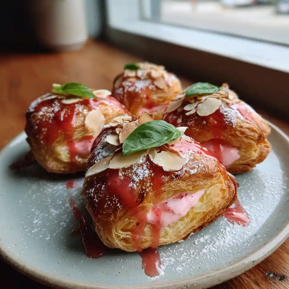 Strawberry Cream Cheese Heart Danishes With Basil Strawberry Glaze 4 Strawberry Cream Cheese Heart Danishes With Basil Strawberry Glaze