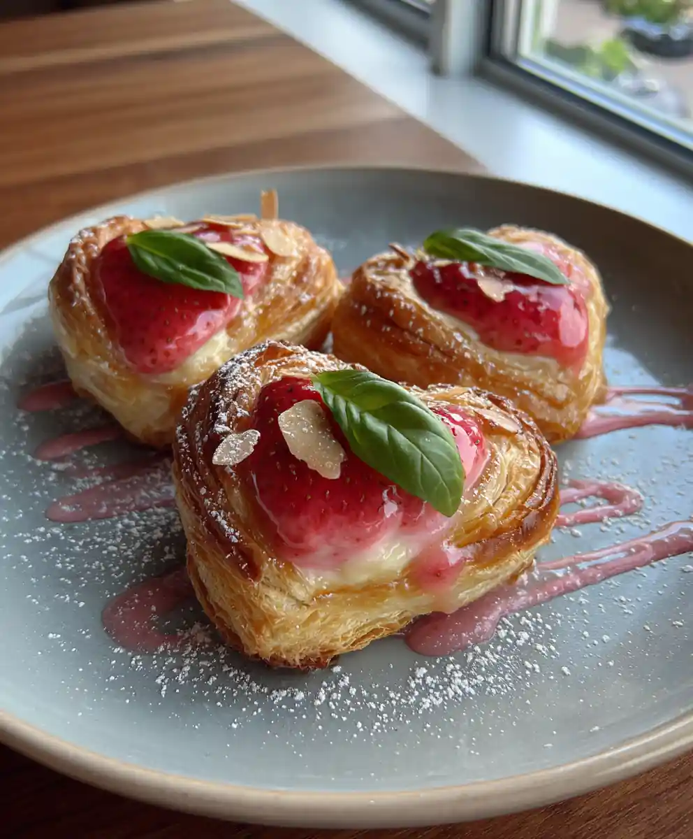 Strawberry Cream Cheese Heart Danishes With Basil Strawberry Glaze 5 Strawberry Cream Cheese Heart Danishes With Basil Strawberry Glaze