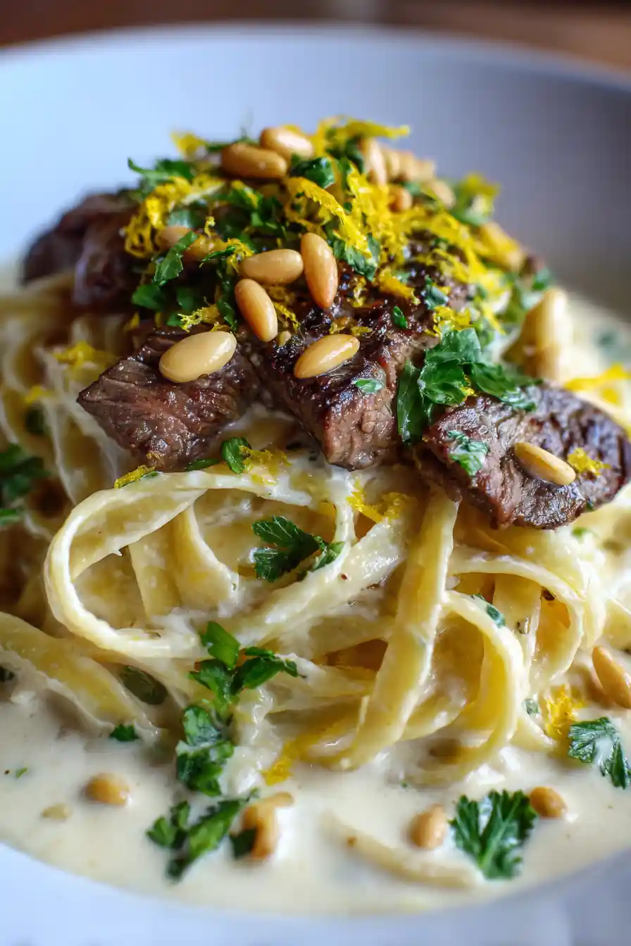 Creamy Parmesan Pasta With Garlic Infused Steak 5 Creamy Parmesan Pasta With Garlic Infused Steak