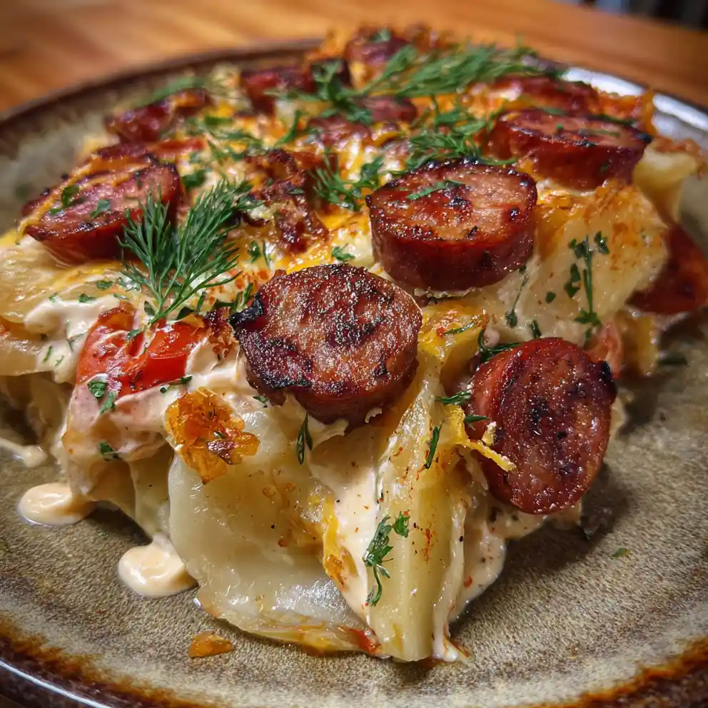 Crock Pot Pierogi Casserole With Beef Kielbasa 4 Crock Pot Pierogi Casserole With Beef Kielbasa
