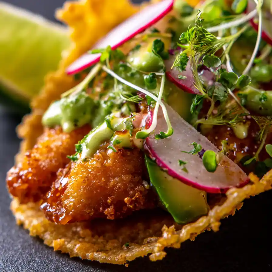 Dill Pickle Ranch Smash Chicken Tacos With Crispy Cheese Delight
