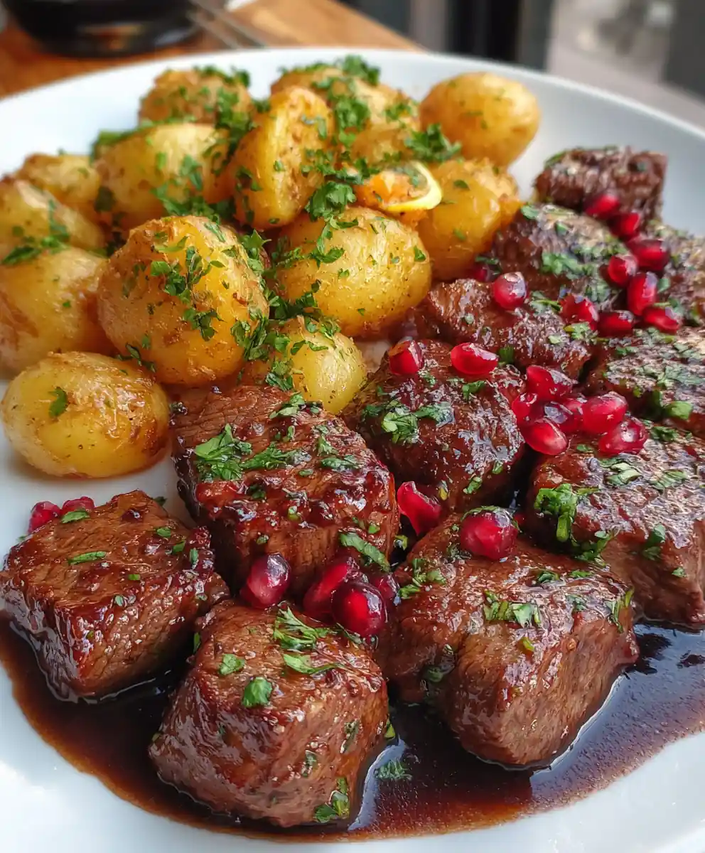 Garlic Steak Bites With Crispy Potatoes 5 Garlic Steak Bites With Crispy Potatoes