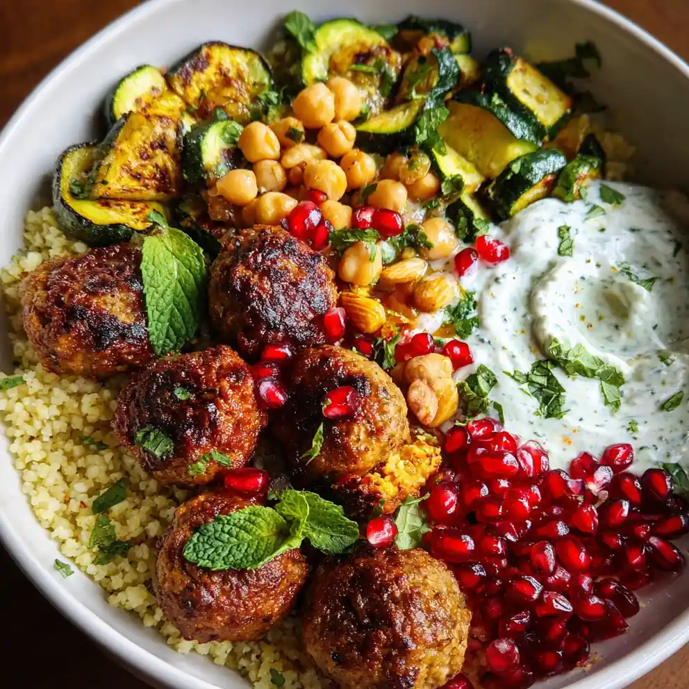 Mediterranean Chicken Meatball Bowls 4 Mediterranean Chicken Meatball Bowls