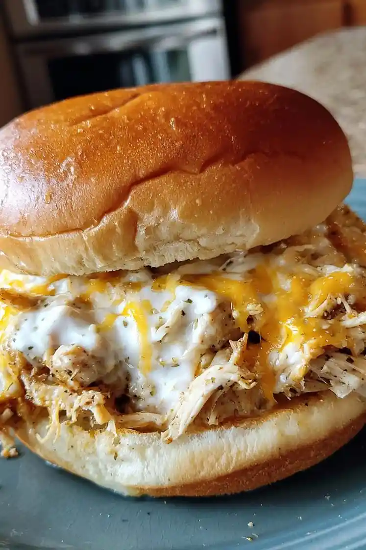 Slow Cooker Ranch Chicken Shredded Sandwiches 3 Recipe image