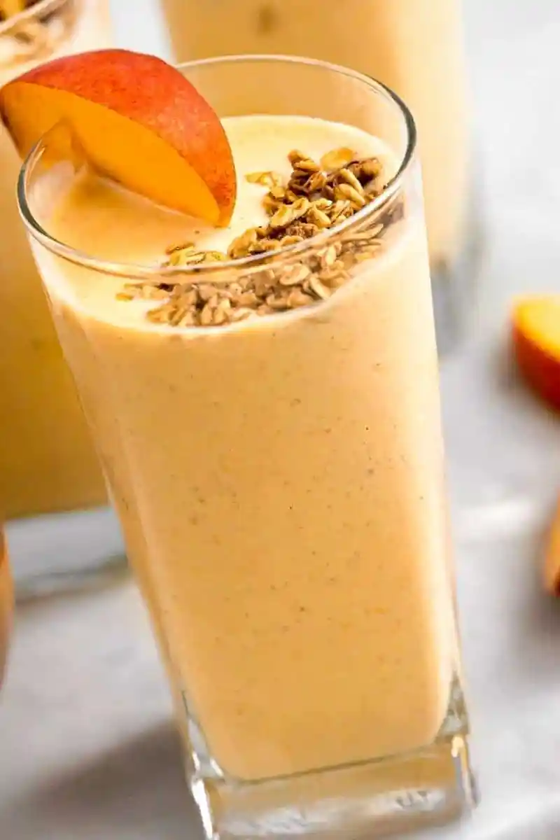 Banana Peach Protein Smoothie 3 Recipe image