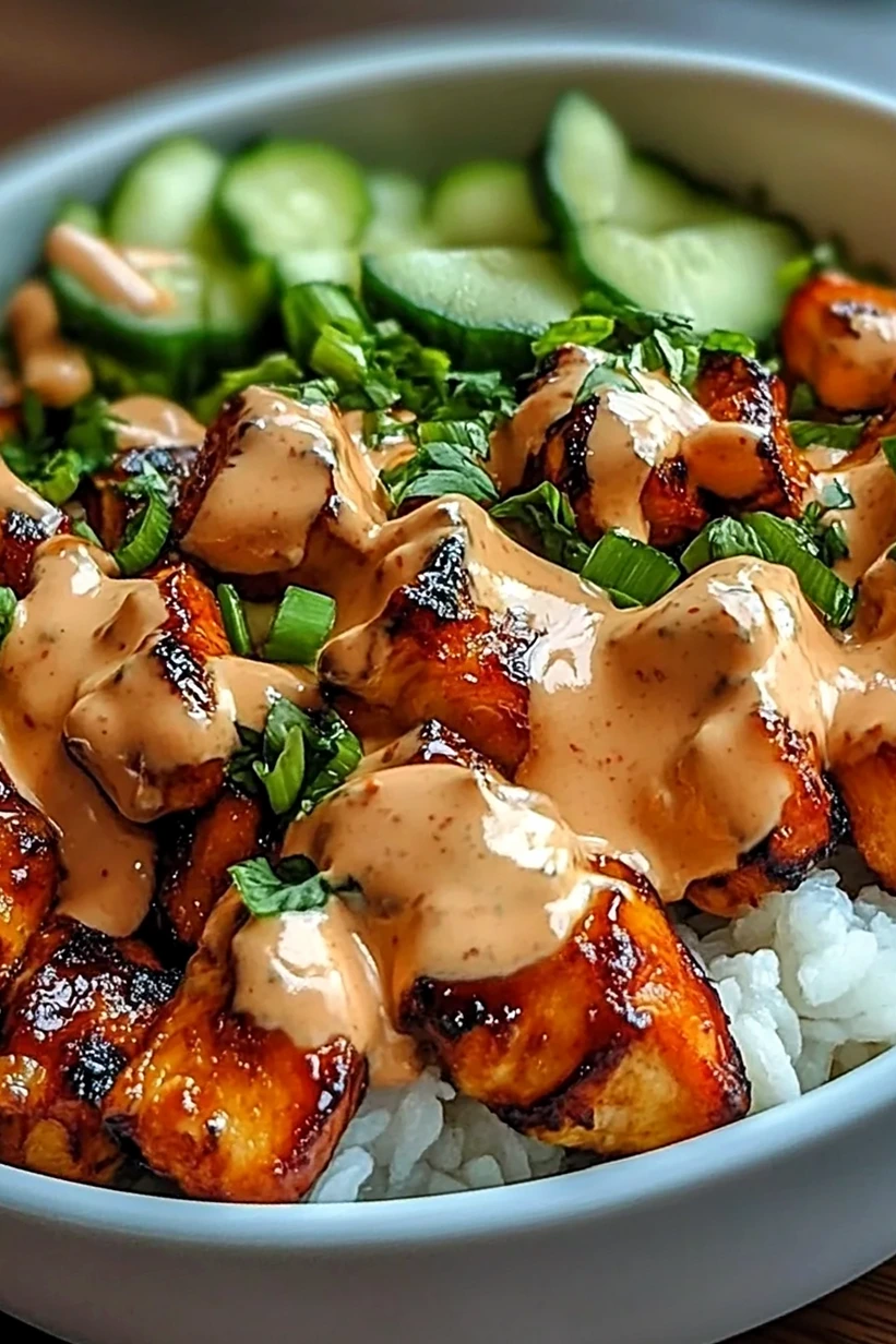 Creamy Spicy Bang Bang Chicken Rice Bowls 3 Recipe image