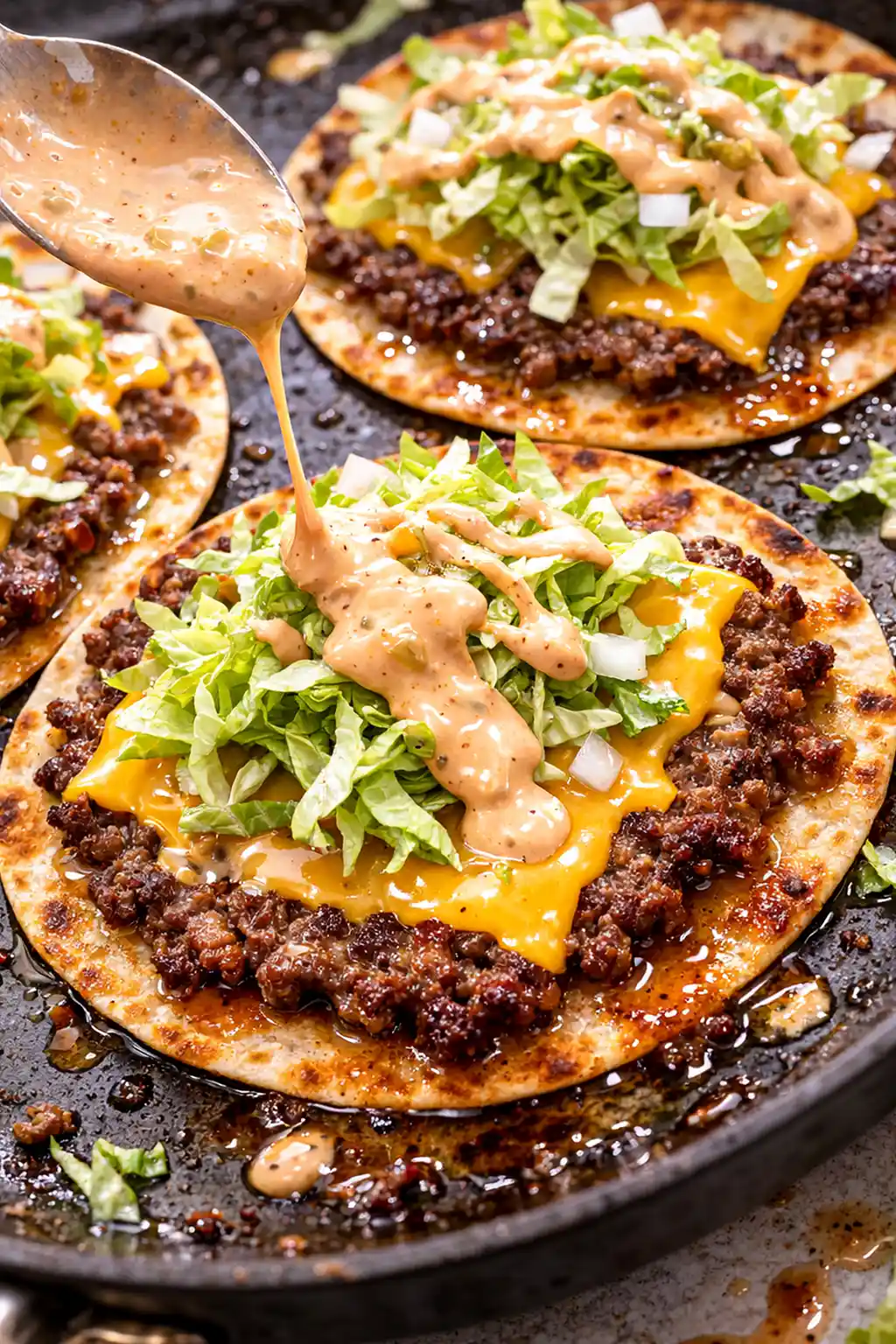 Big Mac Style Smash Burger Tacos 3 Recipe image