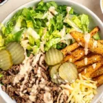 Savory Burger Bowls with Homemade Special Sauce 4 Savory Burger Bowls with Homemade Special Sauce