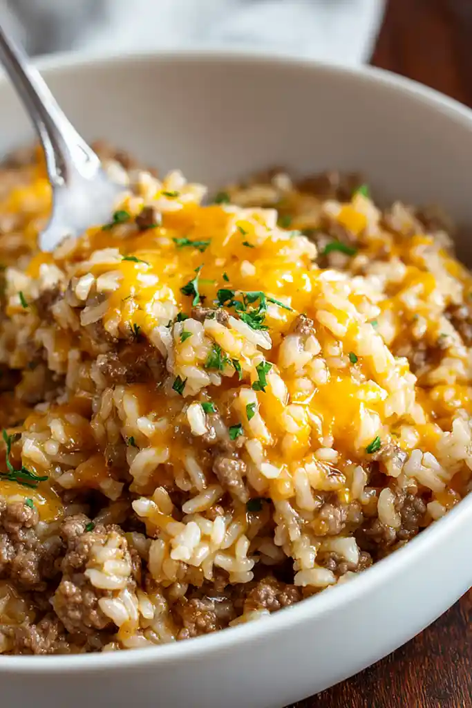 Cheesy Ground Beef and Rice Casserole 3 Recipe image