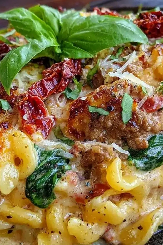 Creamy One-Pot Tuscan Ground Beef Pasta 3 Recipe image