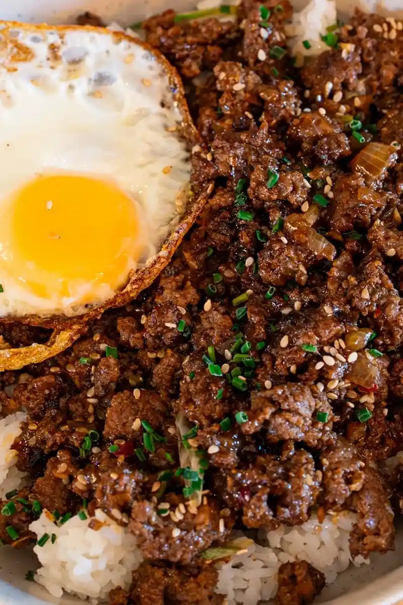 Savory Crispy Ground Beef Rice Bowls 3 Recipe image