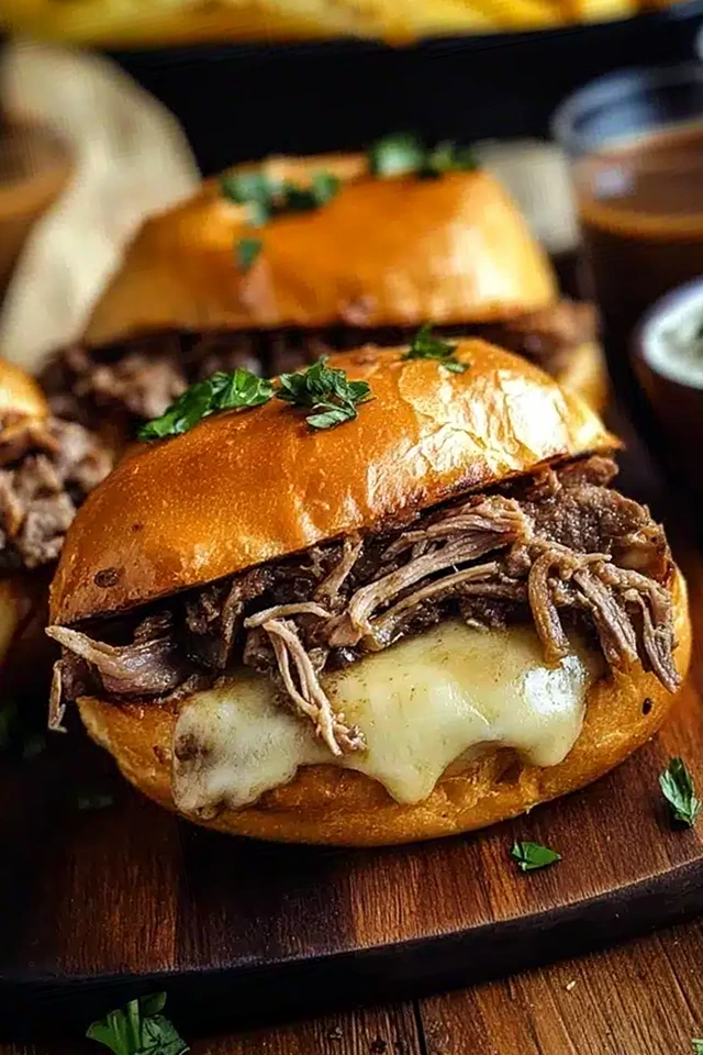 Tender Slow Cooker French Dip Sandwiches 3 Recipe image