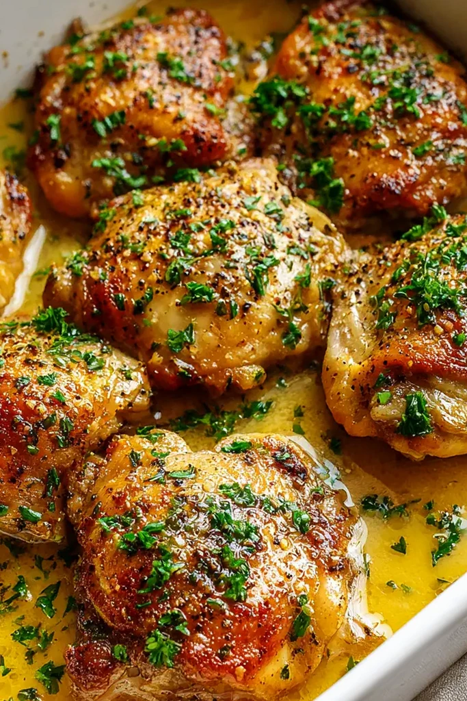 Juicy Golden-Brown Baked Boneless Chicken Thighs