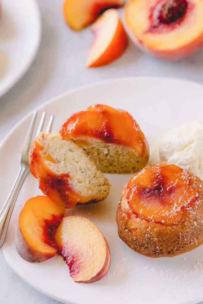 Fresh Peach Upside Down Mini Cakes