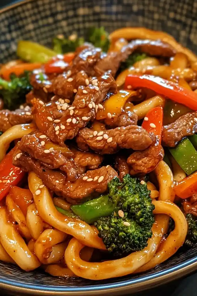 Garlic Sesame Beef Udon Stir-Fry 3 Recipe image