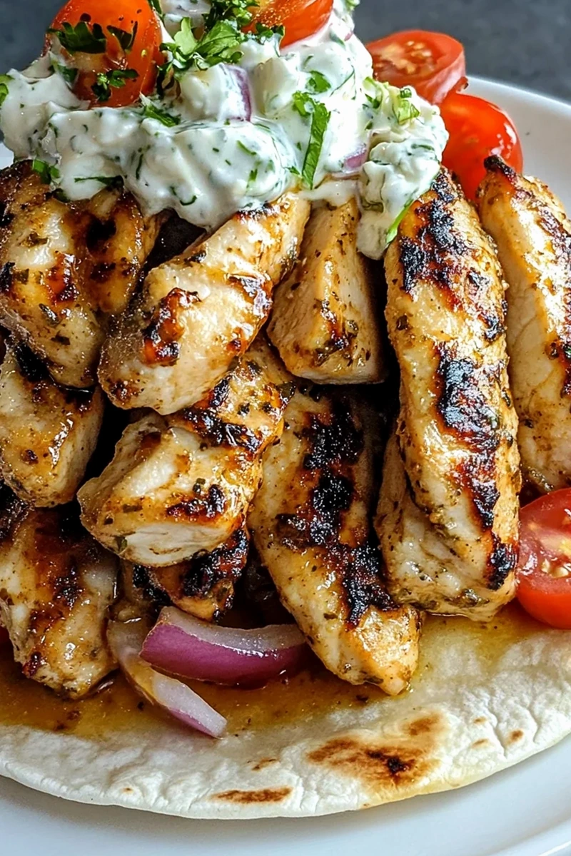 Greek Chicken Gyros with Lemon-Herb Marinade and Tzatziki 3 Recipe image