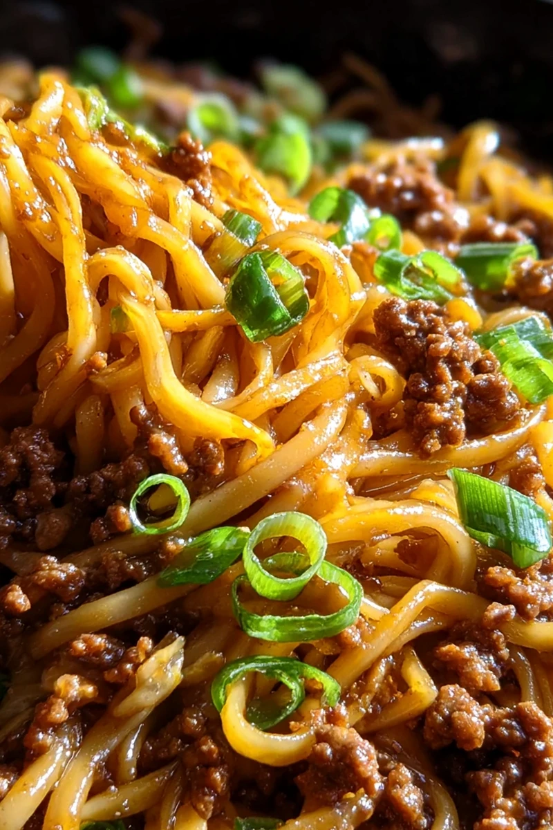 Quick Ground Beef Mongolian Noodles 3 Recipe image