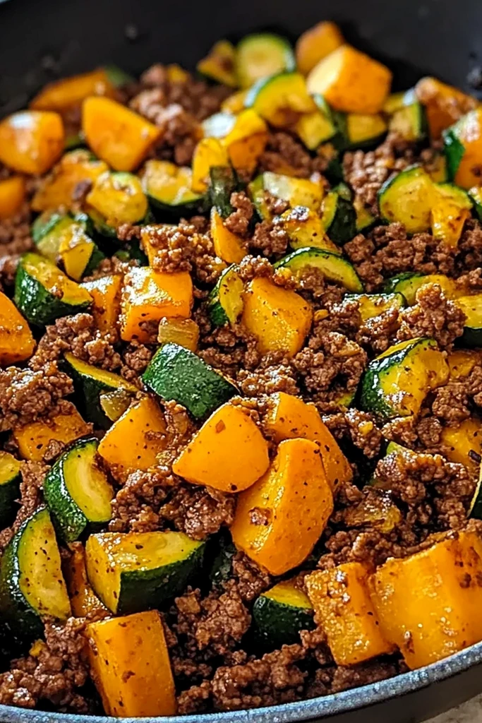 Hearty Ground Beef, Zucchini, and Sweet Potato Skillet 3 Recipe image