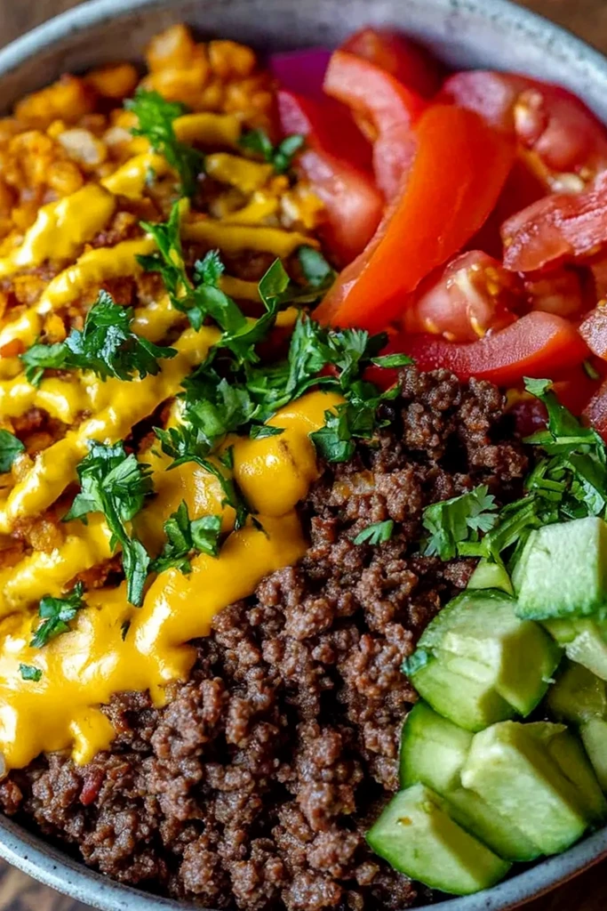 High-Protein Beef Burger Bowls 3 Recipe image
