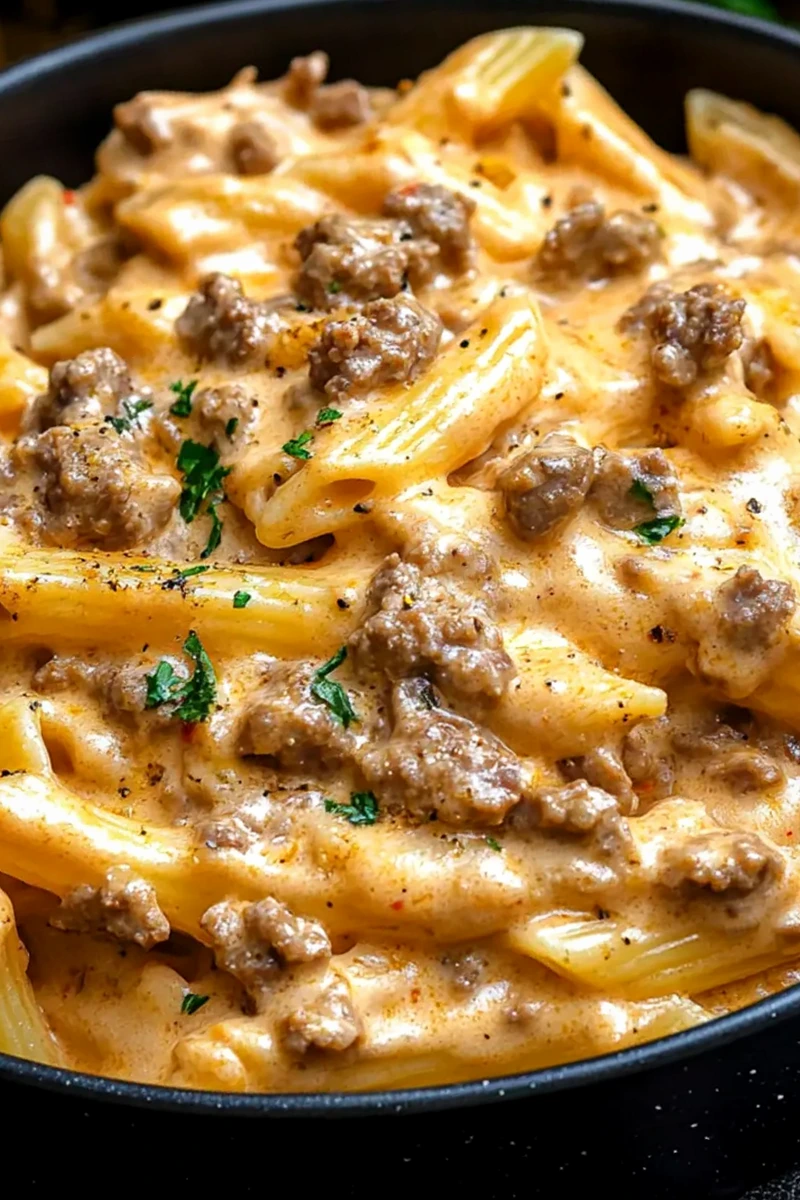 Savory High Protein Creamy Beef Pasta 3 Recipe image