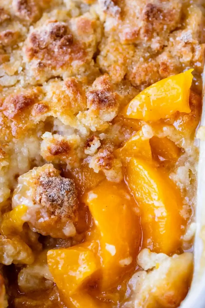 Homemade Peach Cobbler with Buttery Cake Topping