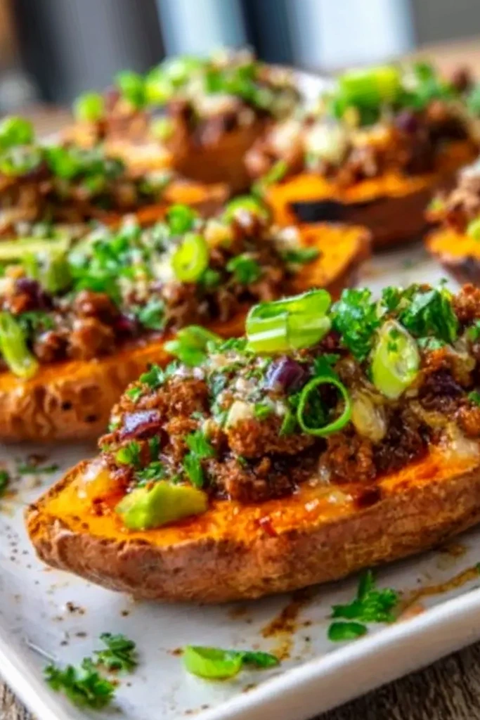 Hot Honey Ground Beef and Sweet Potato Boats 3 Recipe image