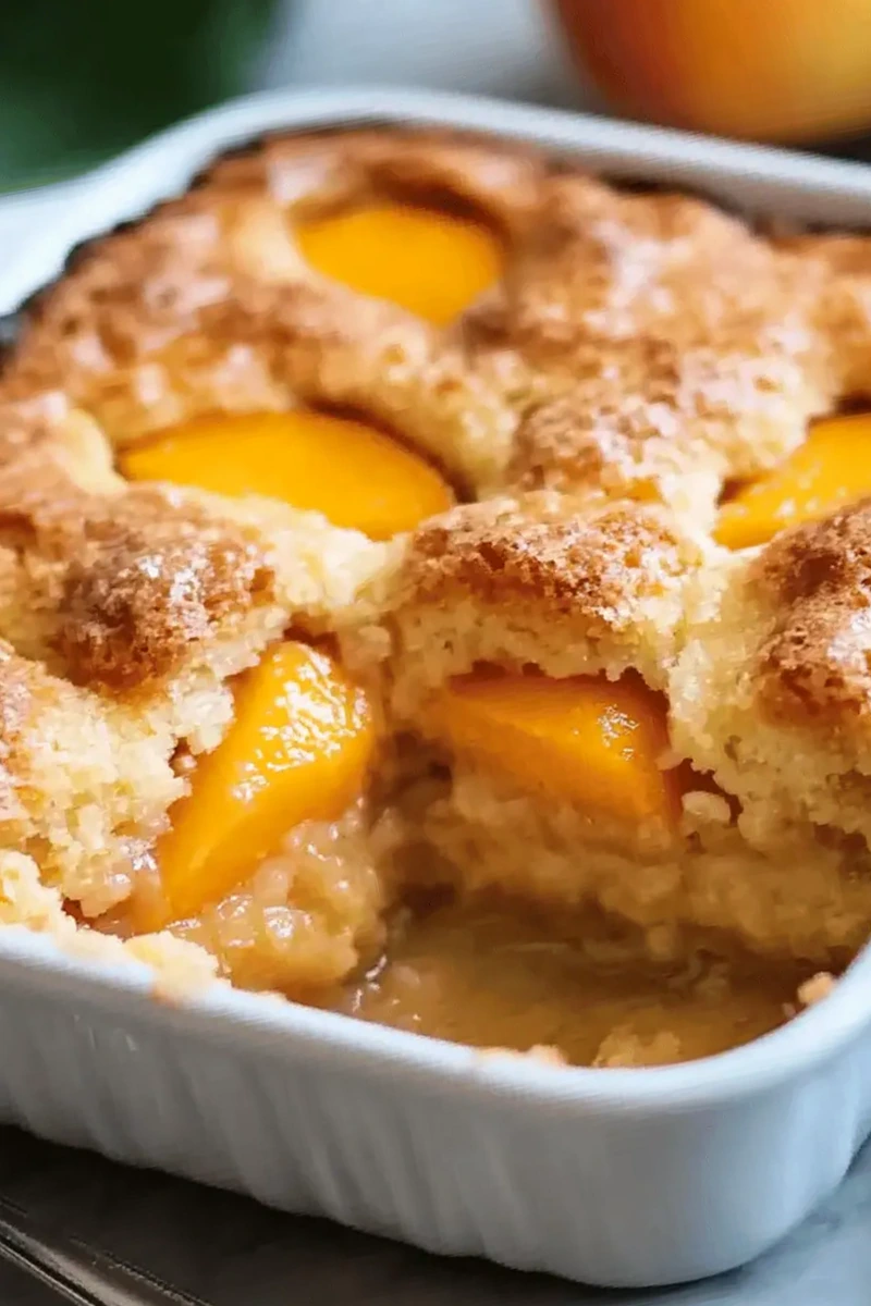 Simple Three Ingredient Peach Dump Cake 3 Recipe image