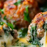 Cheesy Spinach and Garlic Stuffed Turkey Meatballs 4 Cheesy Spinach and Garlic Stuffed Turkey Meatballs