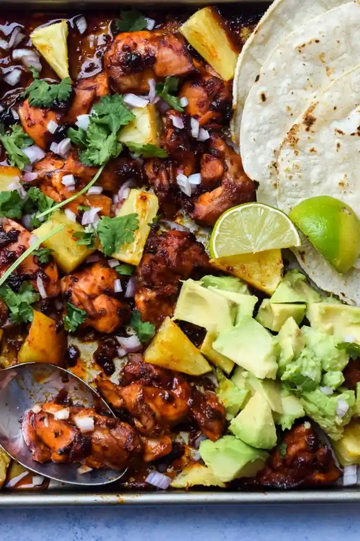 Sheet Pan Chicken and Pineapple Tacos 3 Recipe image