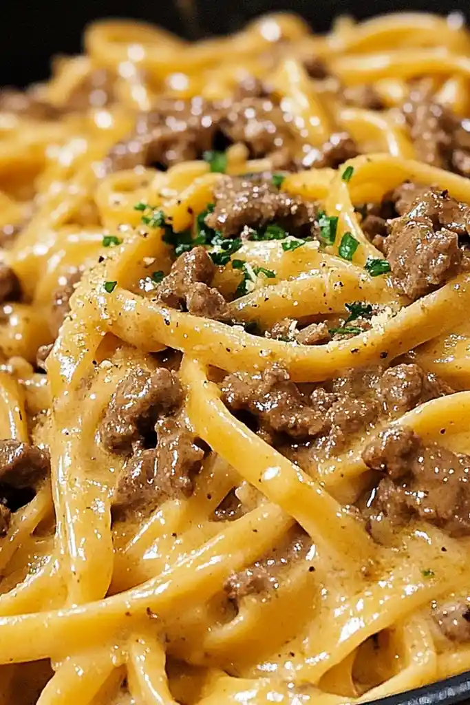 One-Pot Creamy Beef and Garlic Butter Pasta 3 Recipe image
