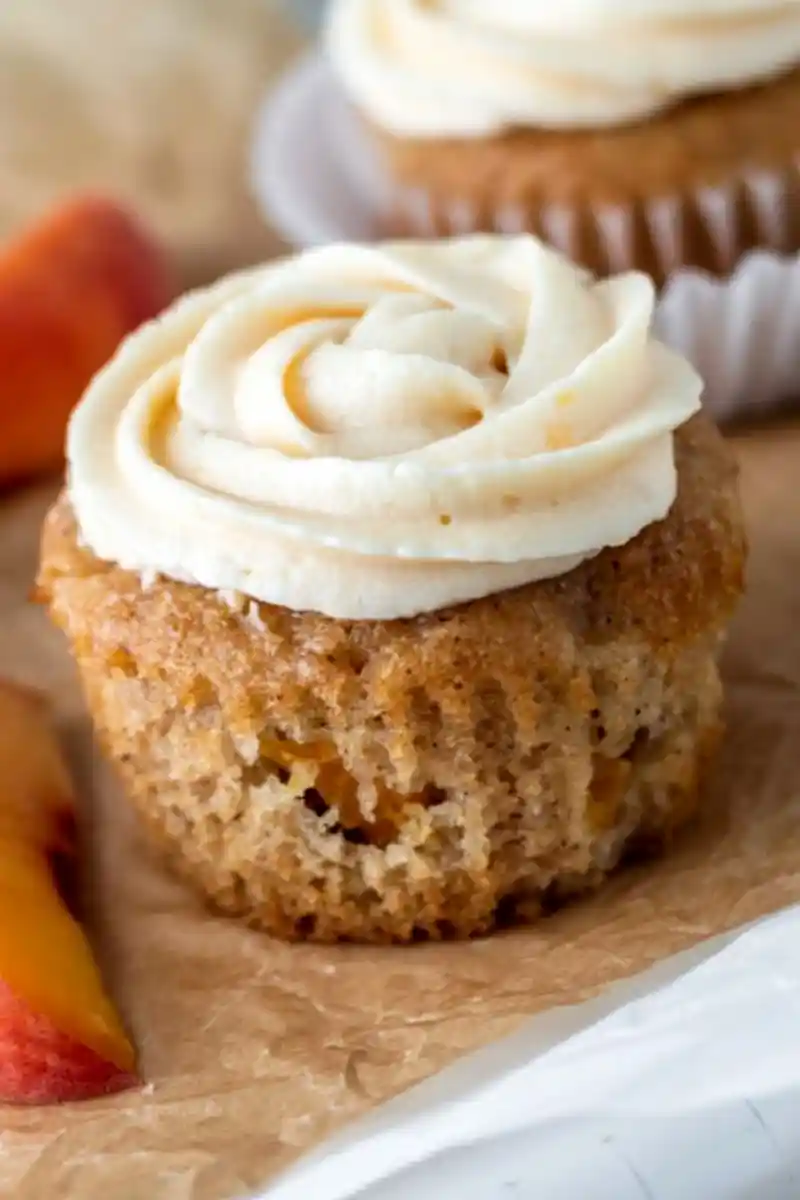 Moist Peach Cupcakes with Fresh Peach Buttercream 3 Recipe image