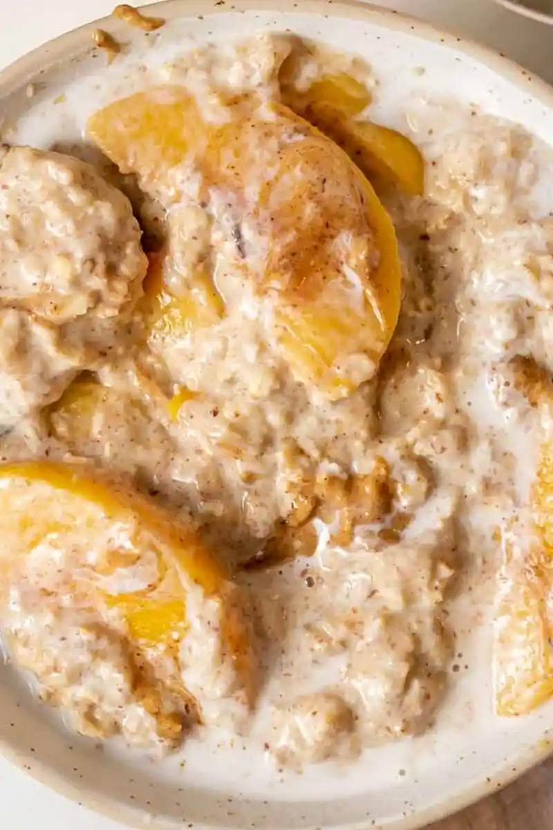 Vegan Peaches and Cream Oatmeal 3 Recipe image
