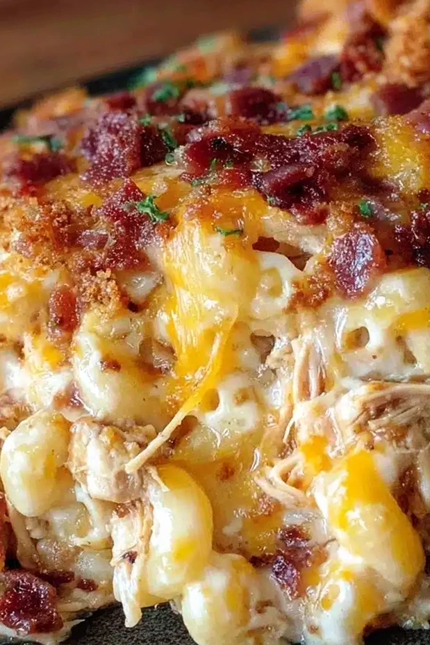 Slow Cooker BBQ Chicken Macaroni and Cheese