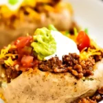 Savory Ground Beef Taco Baked Potatoes 4 Savory Ground Beef Taco Baked Potatoes