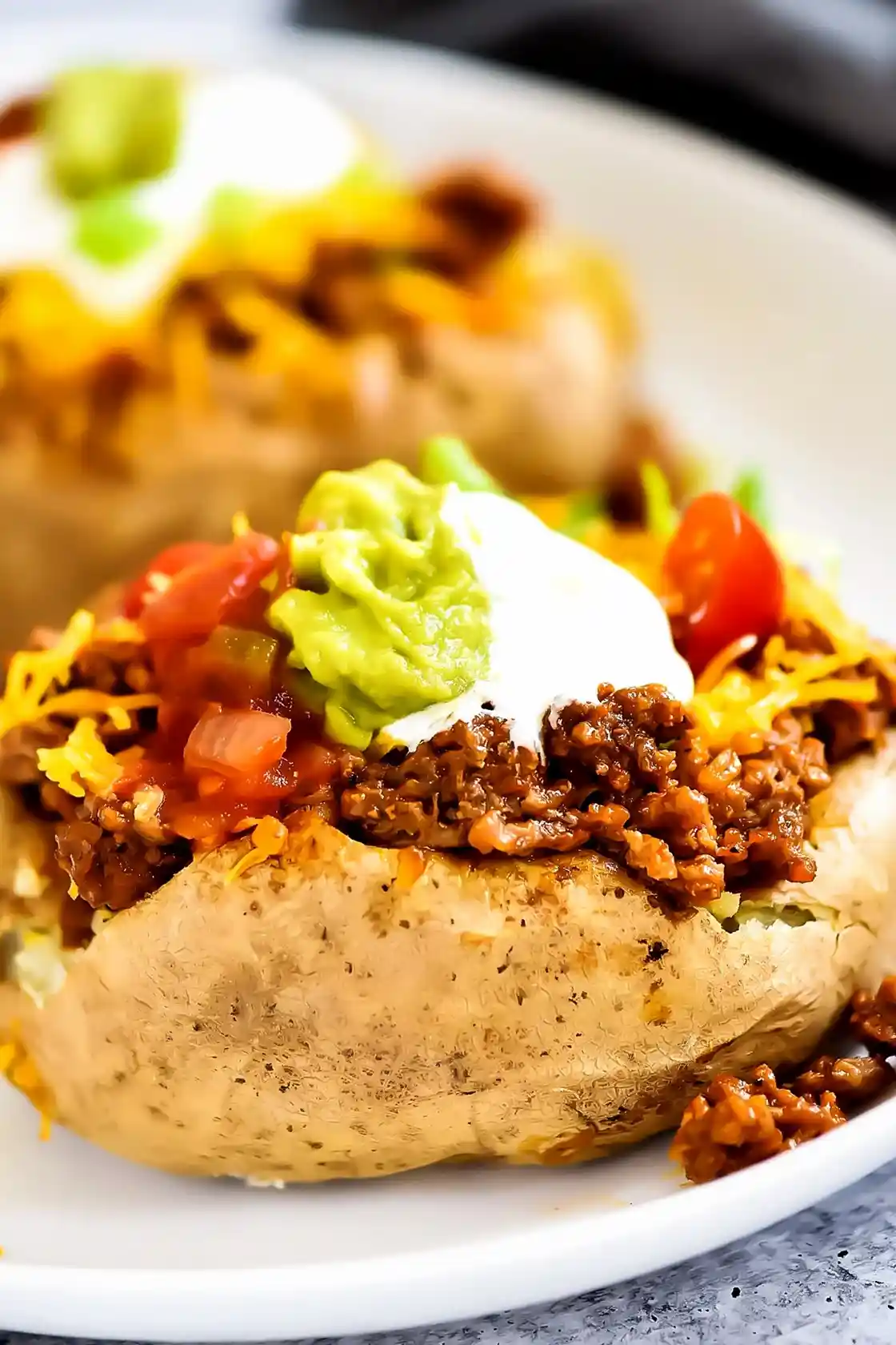 Savory Ground Beef Taco Baked Potatoes 3 Recipe image