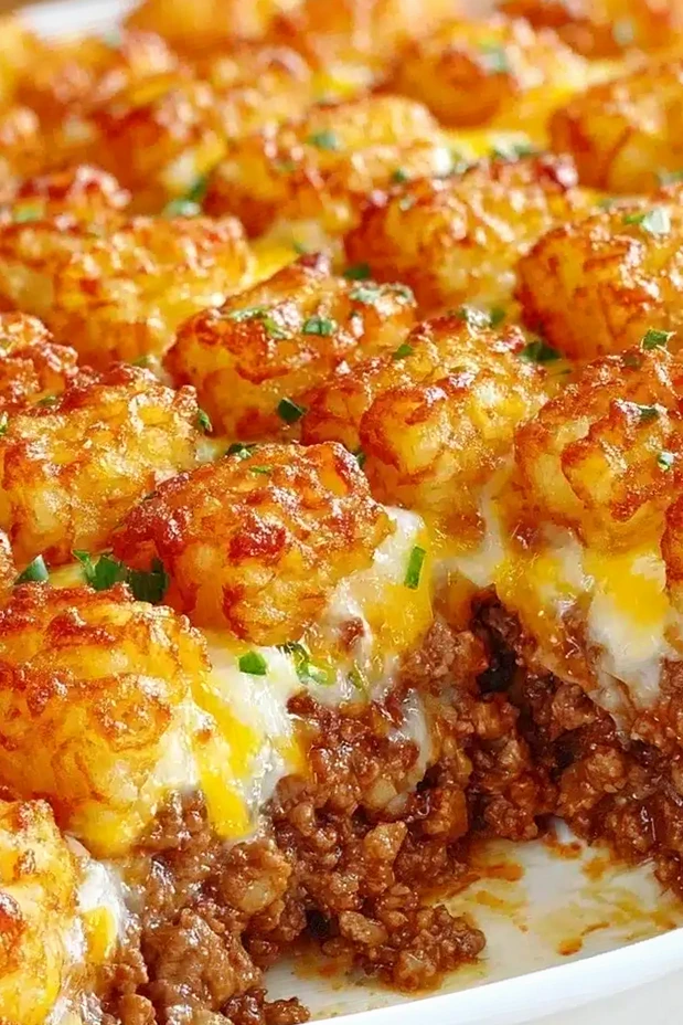 Crispy Ground Beef and Mushroom Tater Tot Casserole 3 Recipe image