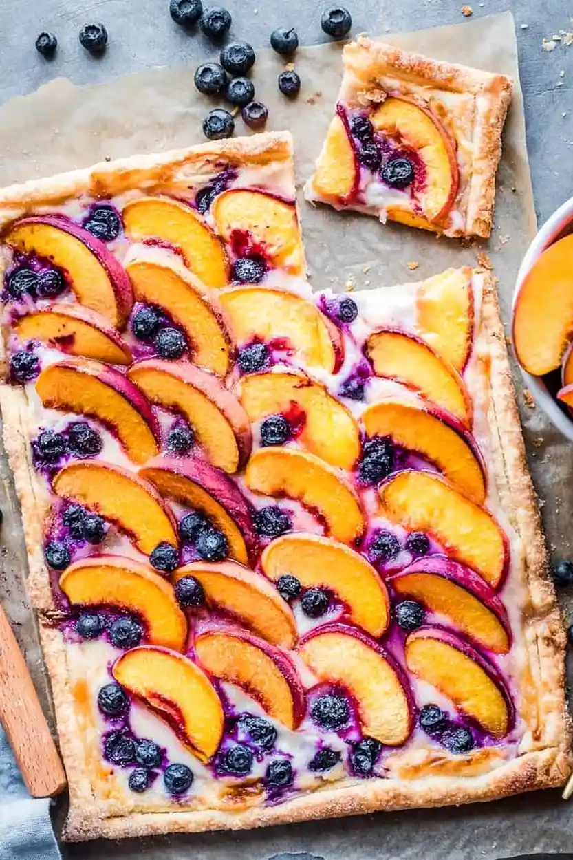 Vegan Peach and Cream Puff Pastry Tart 3 Recipe image
