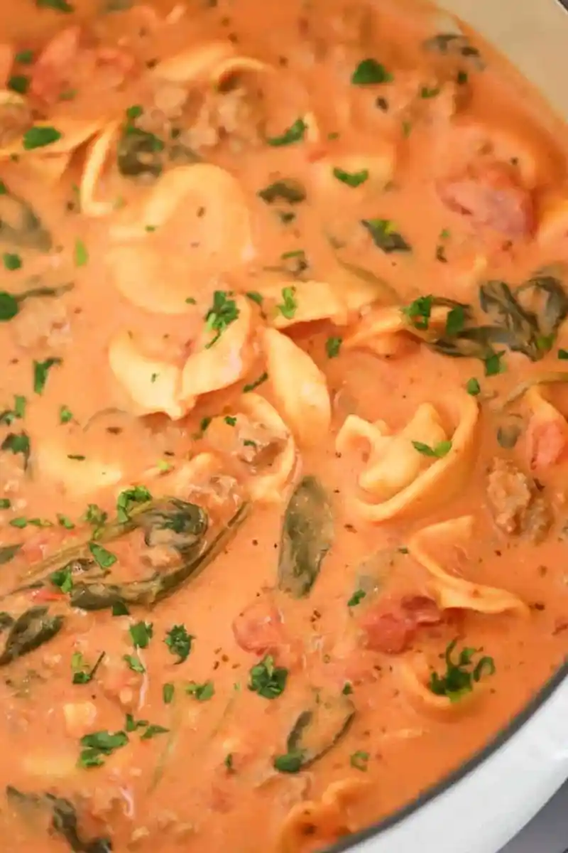 Hearty Creamy Sausage and Tortellini Soup 3 Recipe image