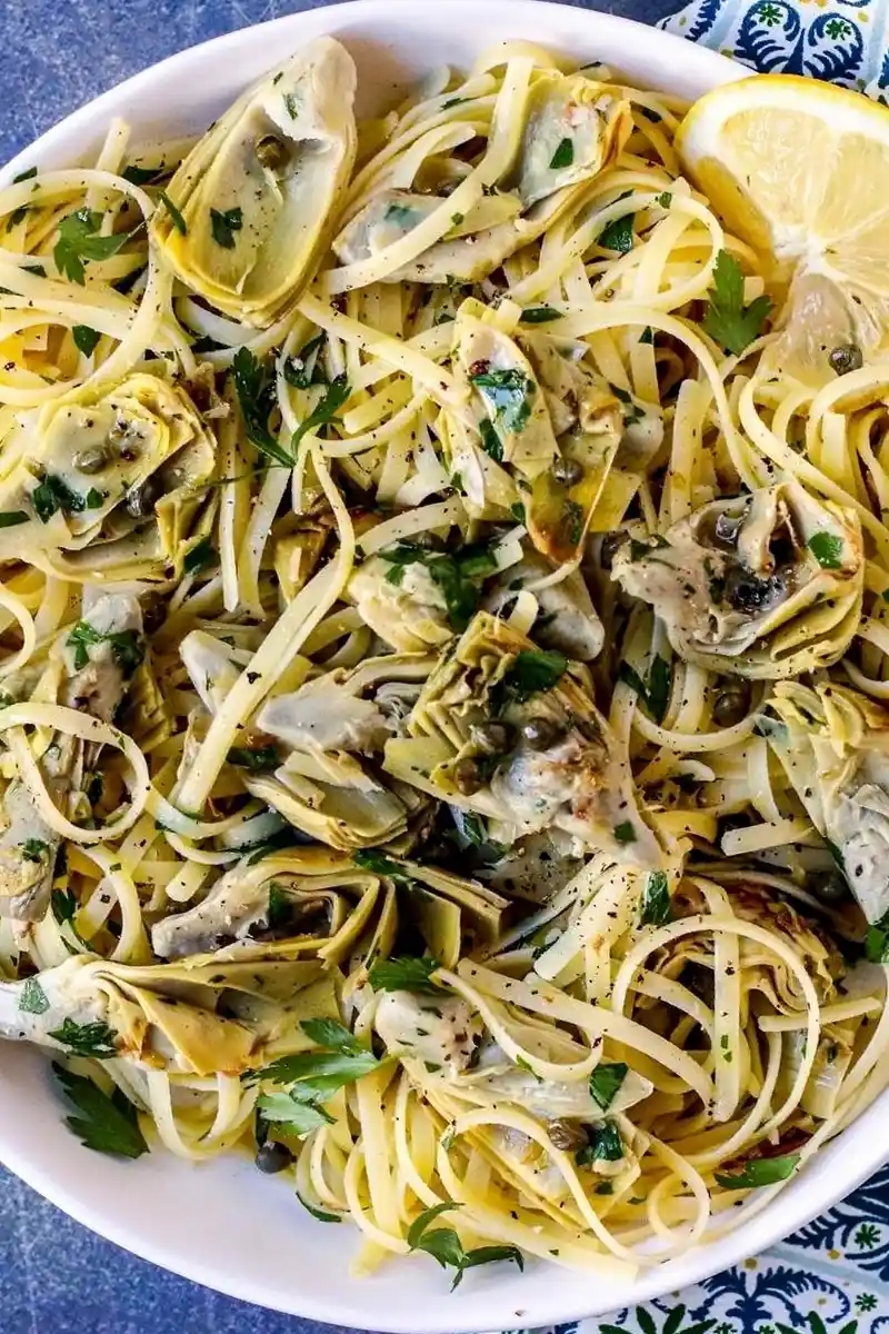 Vegan Lemon Artichoke Pasta 3 Recipe image