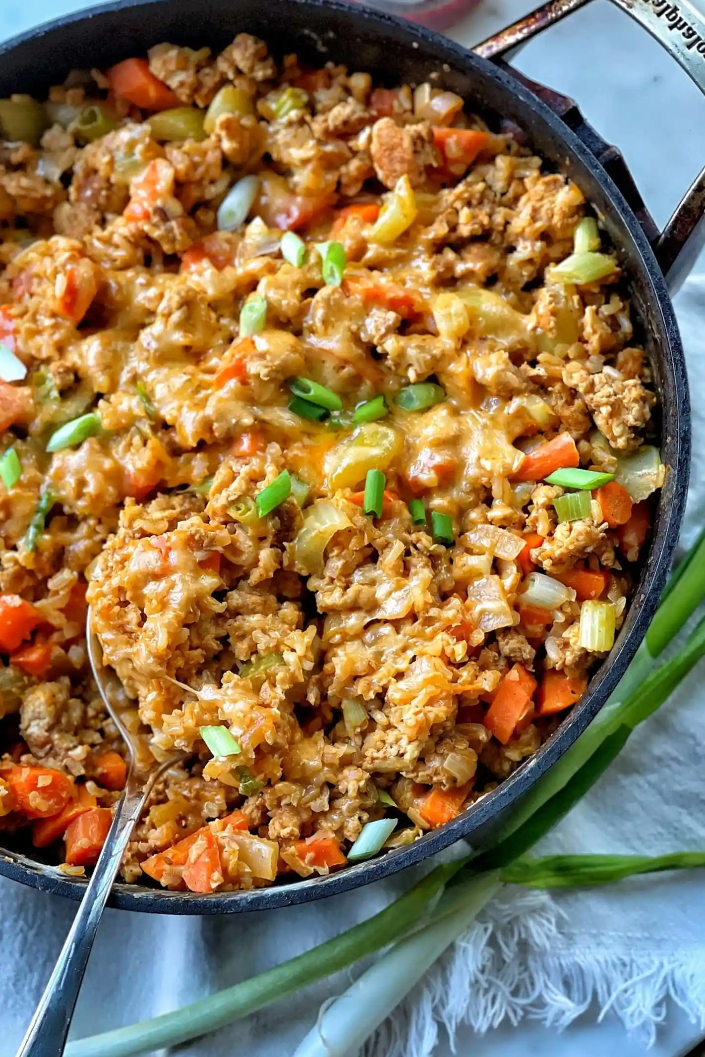 Lighter Buffalo Chicken and Rice Skillet 3 Recipe image