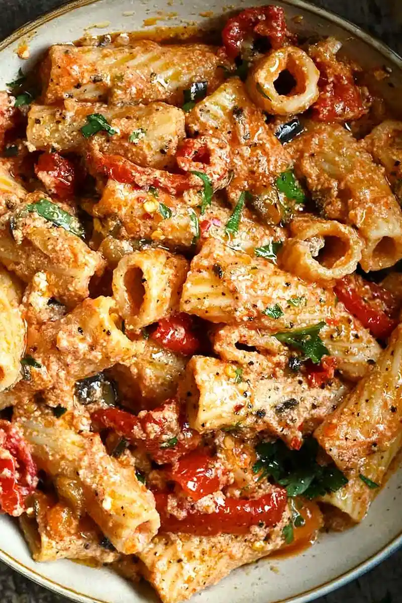 Creamy Eggplant and Sun-Dried Tomato Ricotta Pasta 3 Recipe image