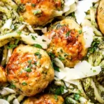 Baked Chicken Meatballs with Broccoli Pesto Pasta 4 Oven-Baked Chicken Meatballs with Broccoli Pesto Pasta