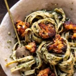 Crispy Roasted Cauliflower with Creamy Pesto Pasta 4 Crispy Roasted Cauliflower with Creamy Pesto Pasta