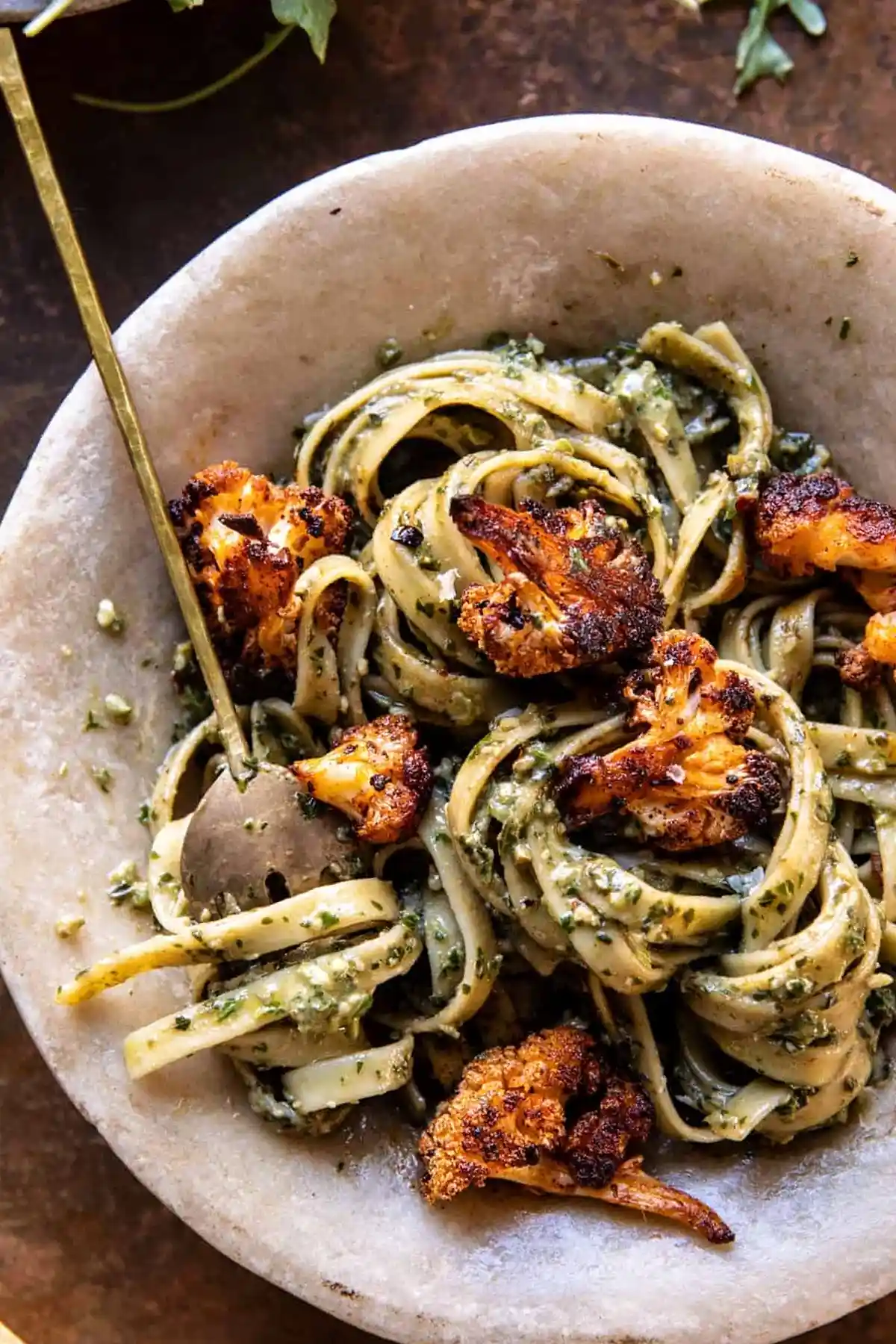 Crispy Roasted Cauliflower with Creamy Pesto Pasta 3 Crispy Roasted Cauliflower with Creamy Pesto Pasta