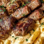 Cajun Steak Tips with Penne in Creamy Parmesan Cheese Sauce 4 Cajun Steak Tips with Penne in Creamy Parmesan Cheese Sauce