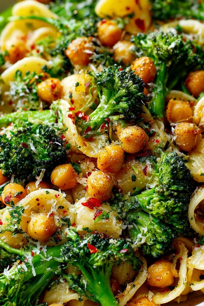 Garlic Olive Oil Broccoli and Chickpea Pasta 3 Recipe image